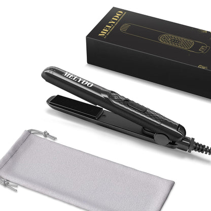 MELYDO Mini Flat Iron 0.7 Inch 2-in-1 Ceramic Tourmaline Hair Straightener & Curler