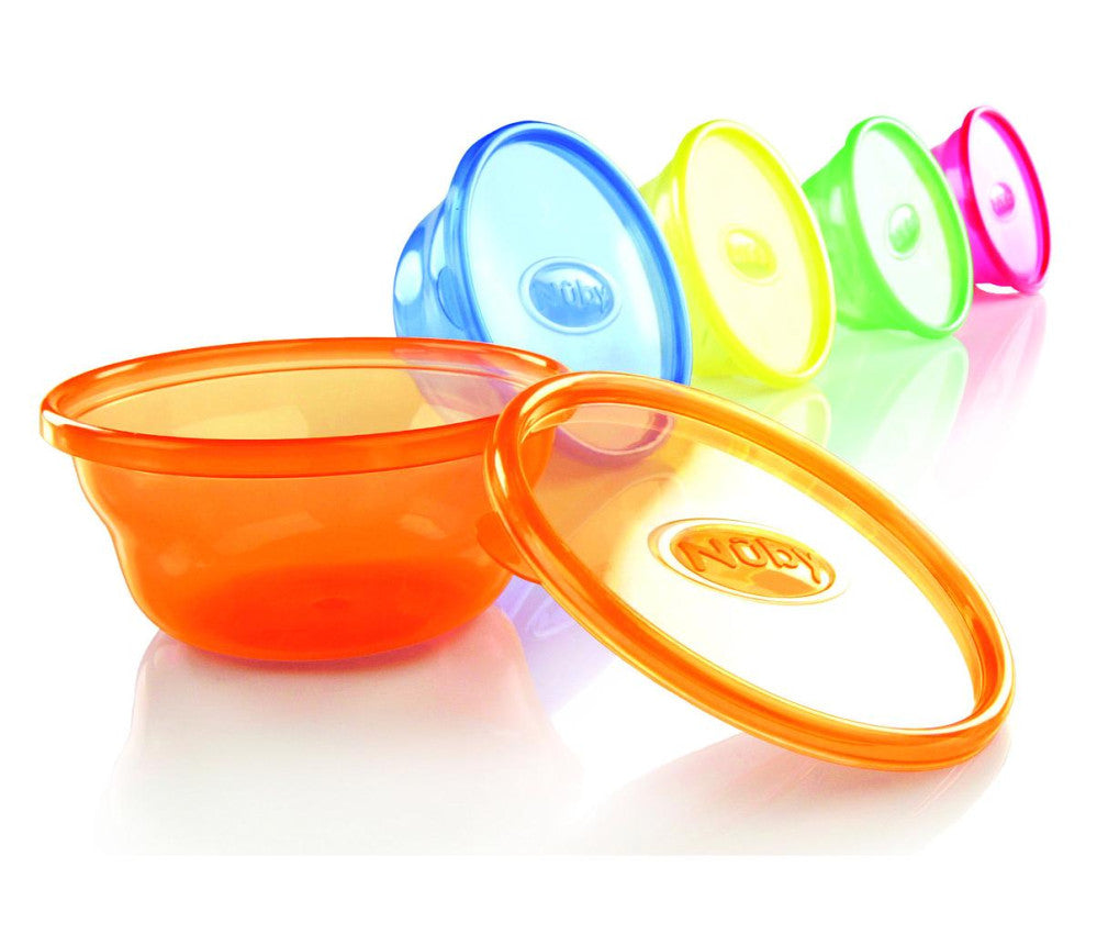 Nuby 6-Piece Stackable Snack & Storage Bowls with Lids, 300ml Capacity