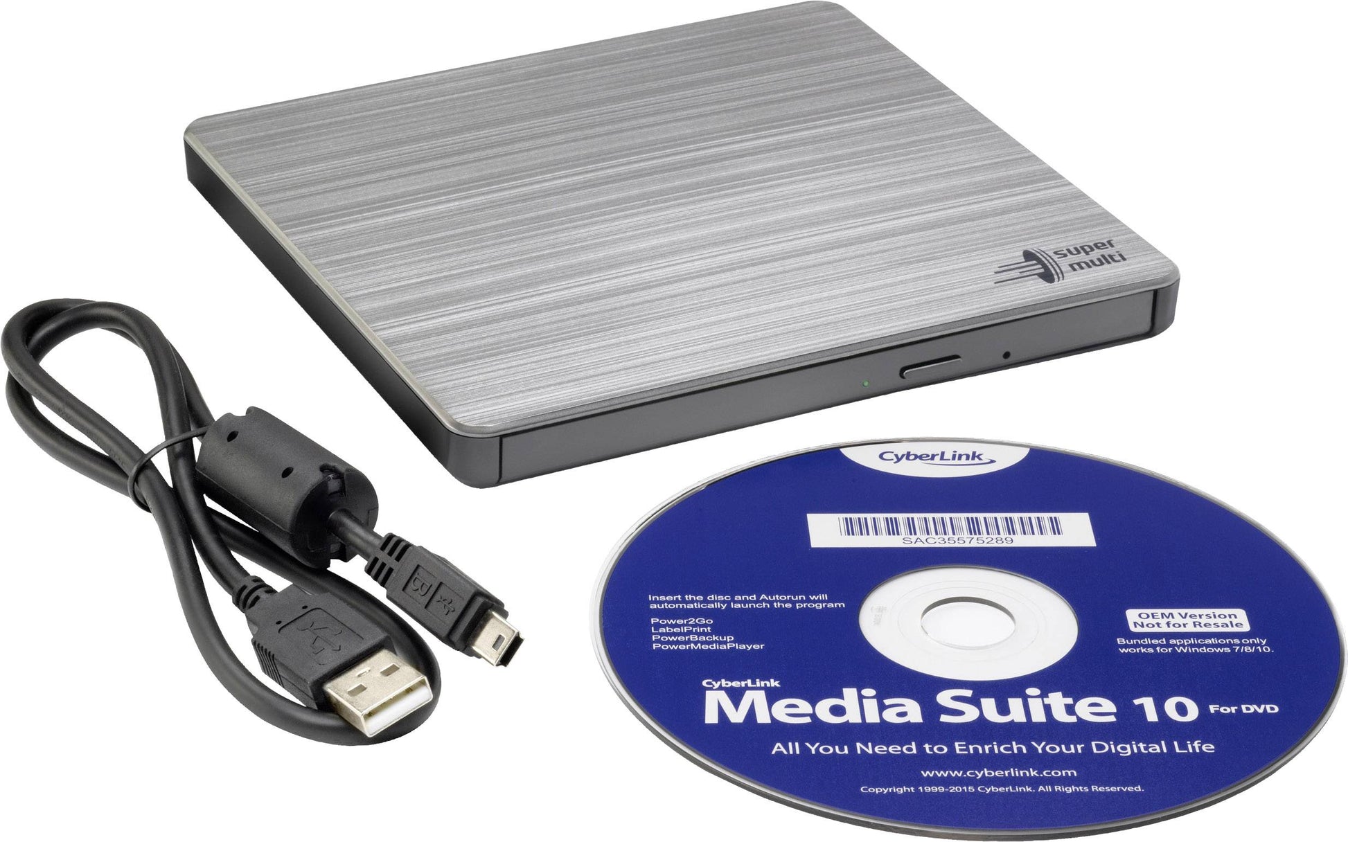 HL Data Storage GP60 External DVD Writer USB 2.0 Slimline Silver Retail