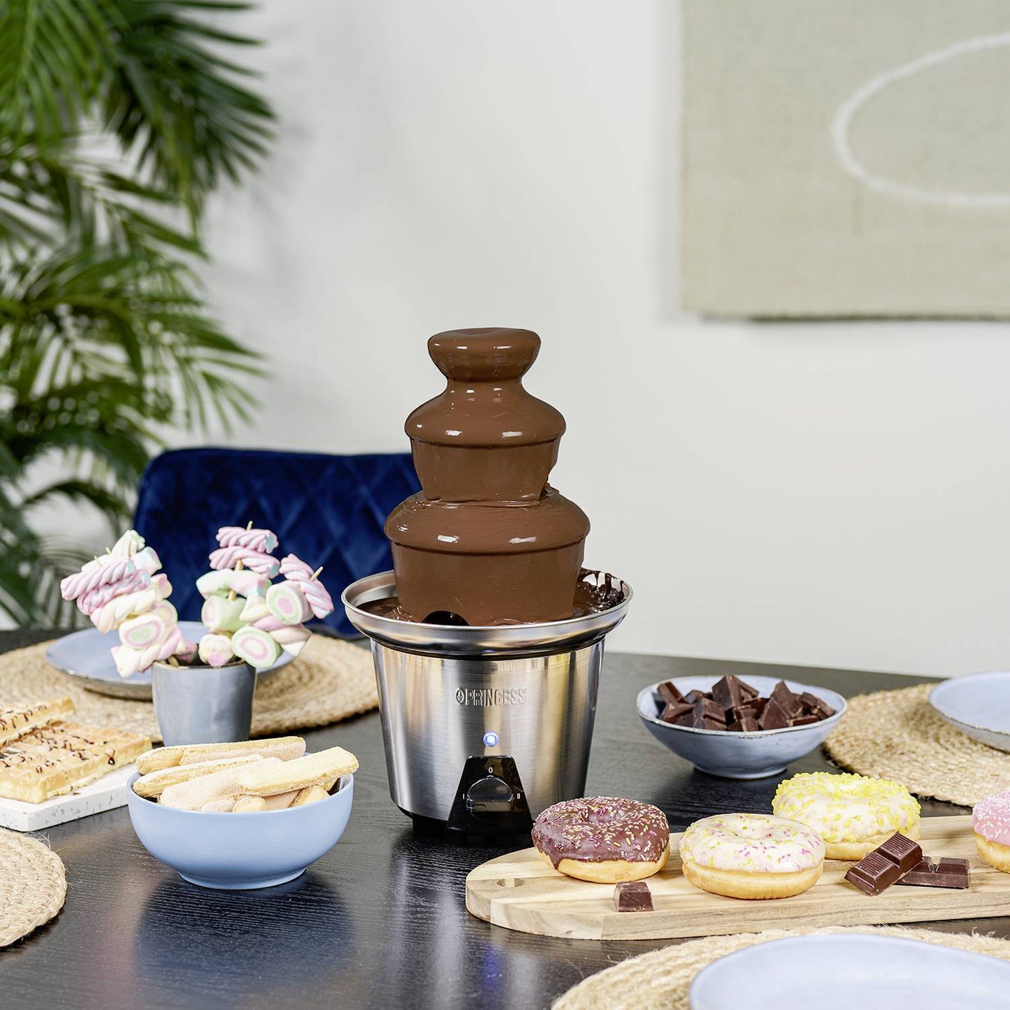 Princess XL 3-Tier Stainless Steel Chocolate Fountain for Parties & Desserts