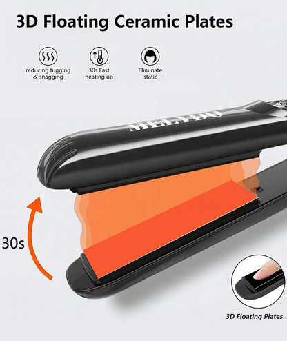 MELYDO Mini Flat Iron 0.7 Inch 2-in-1 Ceramic Tourmaline Hair Straightener & Curler