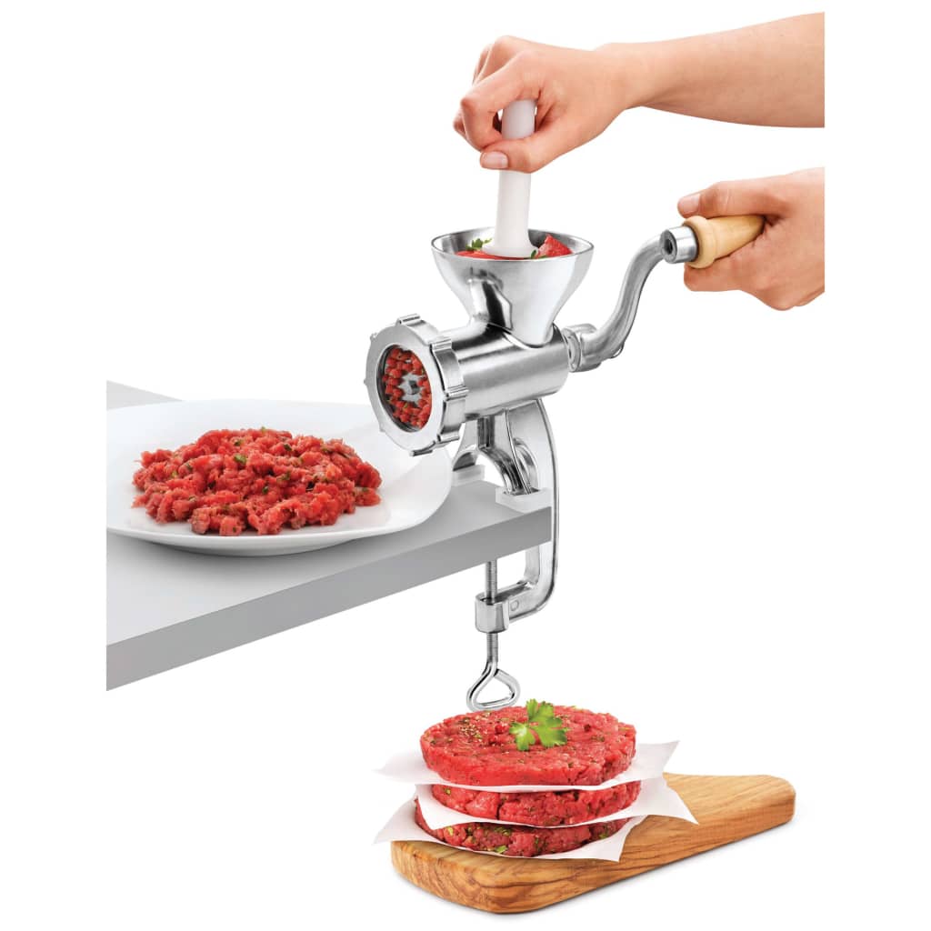 Metaltex Jack 3-in-1 Aluminum Meat Grinder: Grind Meat, Make Pastries, Sausages.