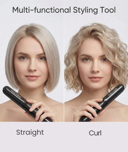MELYDO Mini Flat Iron 0.7 Inch 2-in-1 Ceramic Tourmaline Hair Straightener & Curler