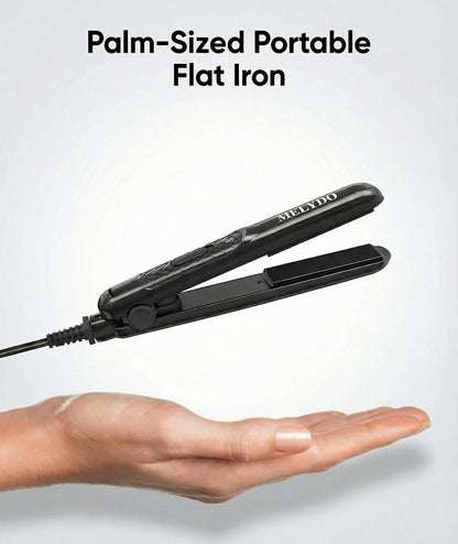MELYDO Mini Flat Iron 0.7 Inch 2-in-1 Ceramic Tourmaline Hair Straightener & Curler