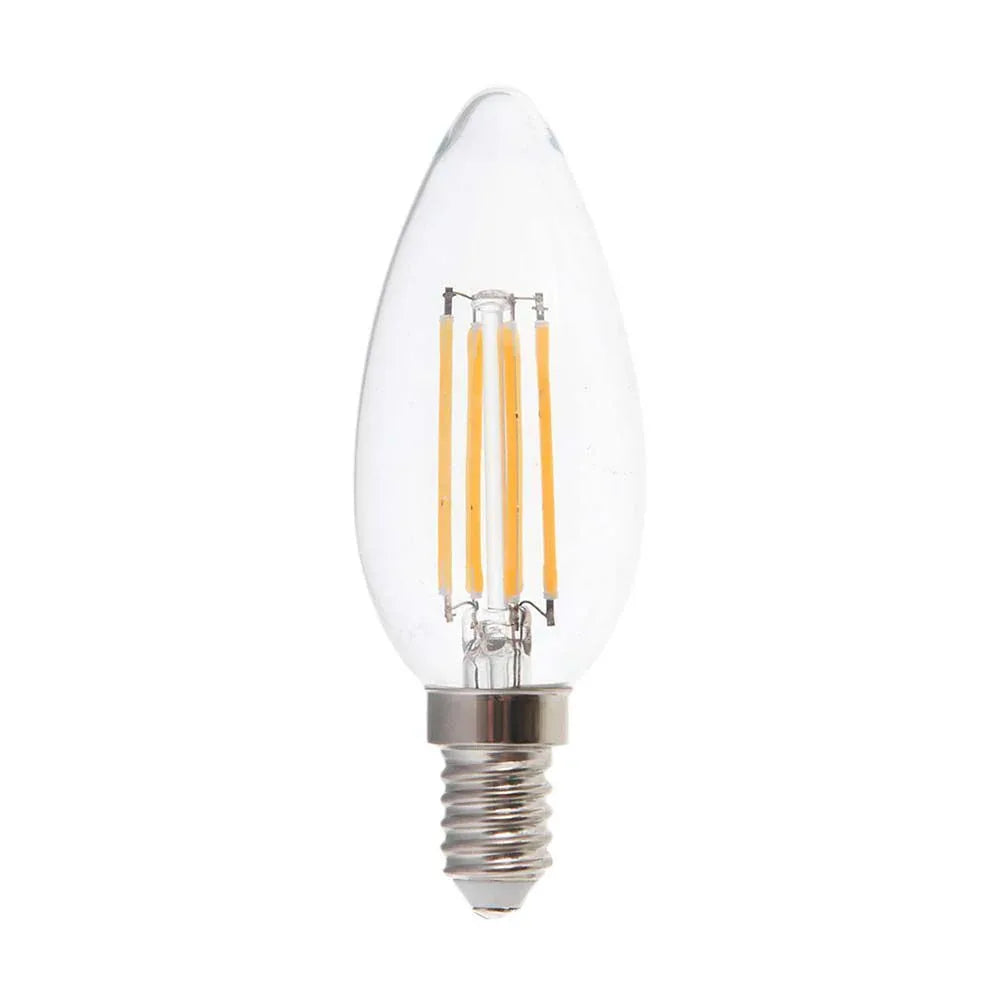 V-TAC 5.5W LED Filament Candle Bulb E14, Clear Cover, 3000K Warm White - Gomix Brands Outlet