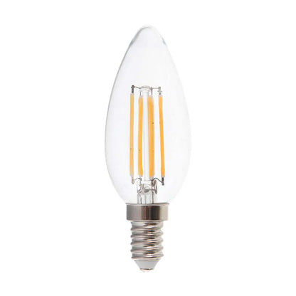 V-TAC 5.5W LED Filament Candle Bulb E14, Clear Cover, 3000K Warm White - Gomix Brands Outlet