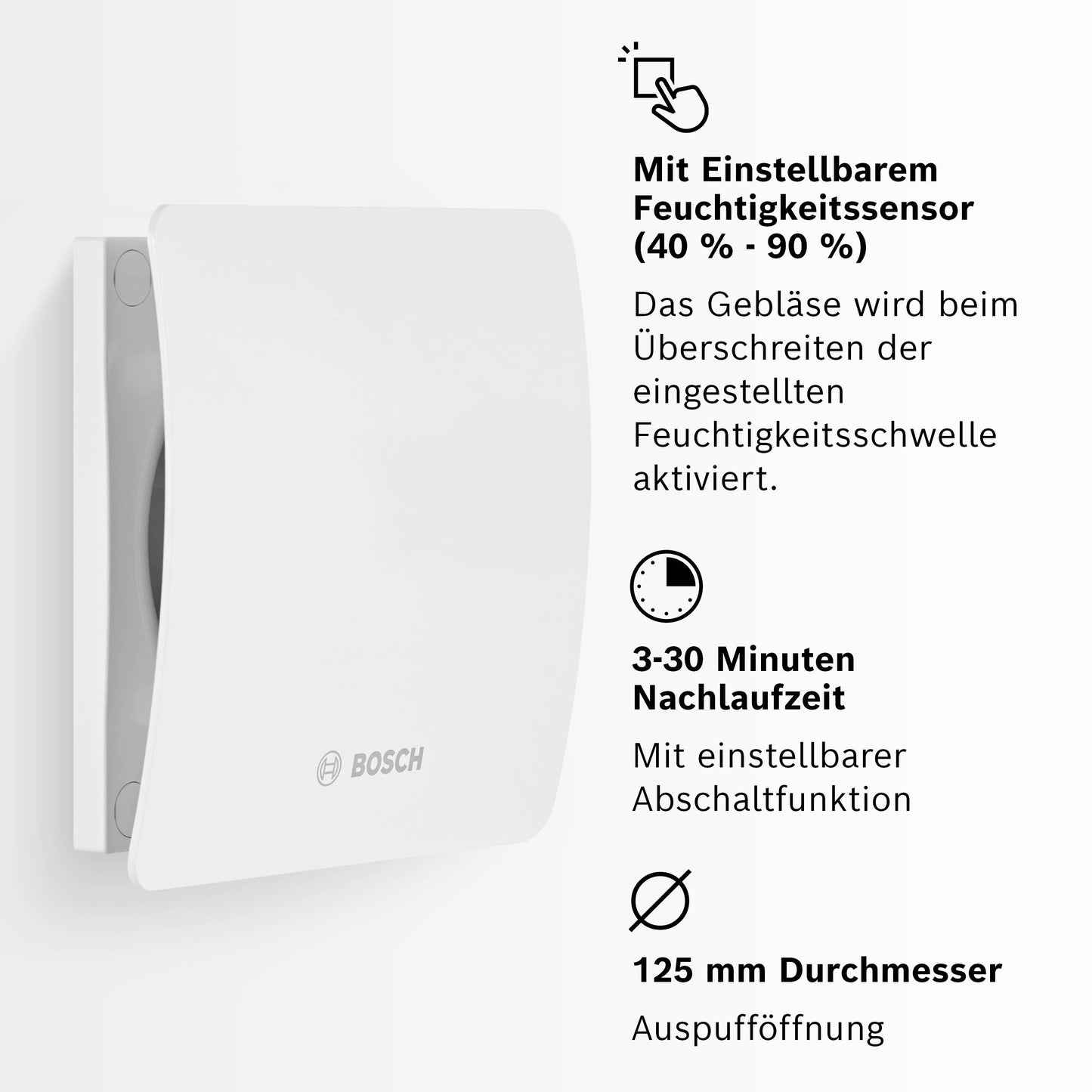 Bosch 1500 W100 Wall-Mount Bathroom Fan; Quiet, Efficient Ventilation
