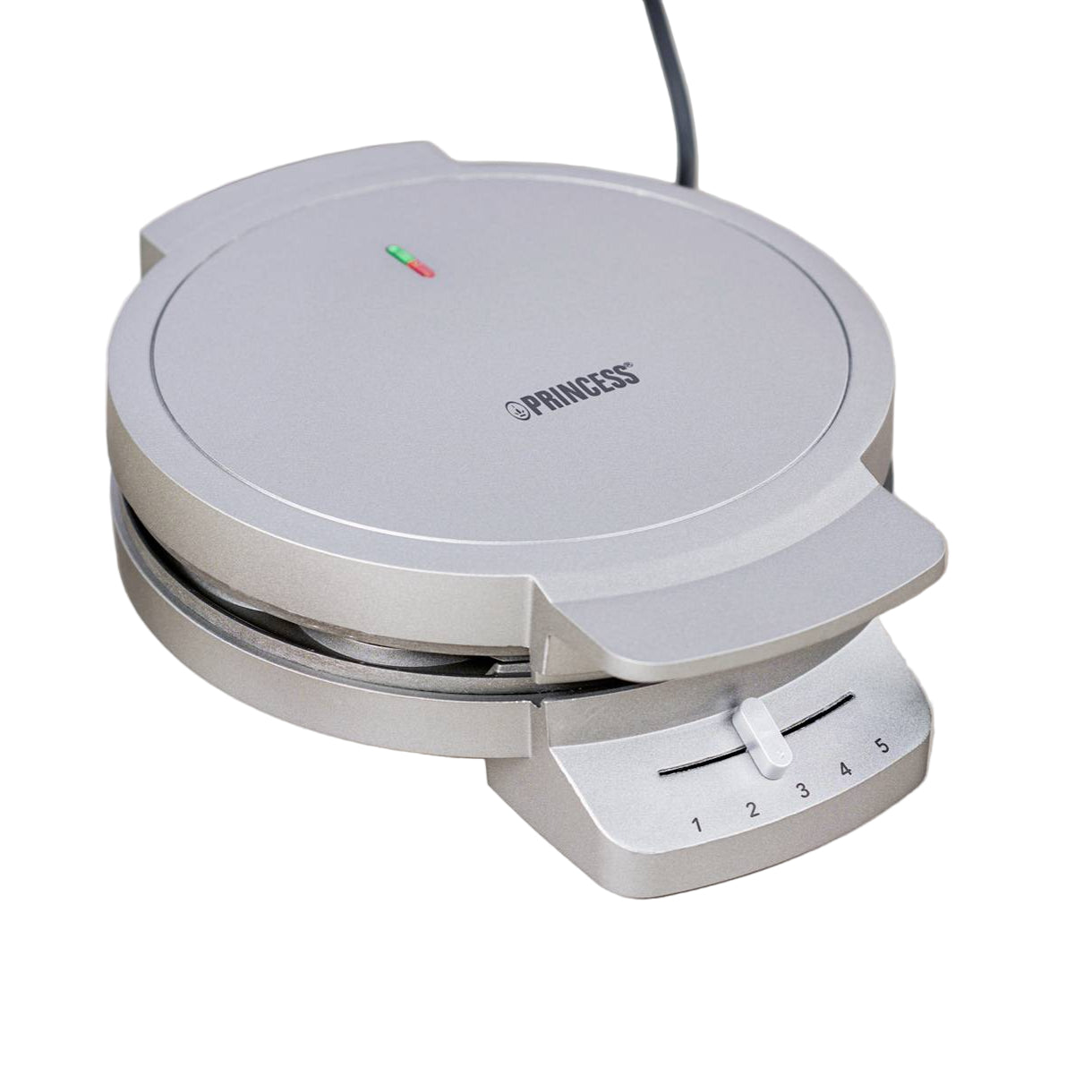Princess 132380 Metallic Grey Waffle Maker: Perfect Belgian Waffles, Non-Stick Plates