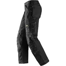 Snickers Rip-Stop Craftsmen Work Pants EN 14404 Black Reinforced Durable Trousers