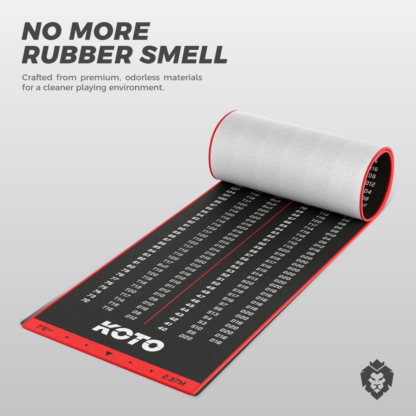 KOTO Red Carpet Dart Mat with Checkout Table & Throw Lines, 237x60cm, Anti-Slip