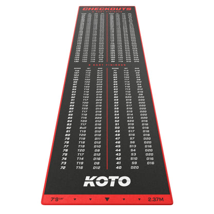 KOTO Red Carpet Dart Mat with Checkout Table & Throw Lines, 237x60cm, Anti-Slip