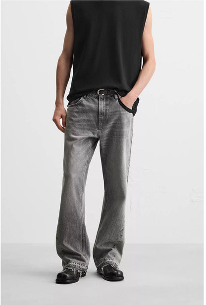 Zara Grey Flare Fit Jeans with Five Pocket Design