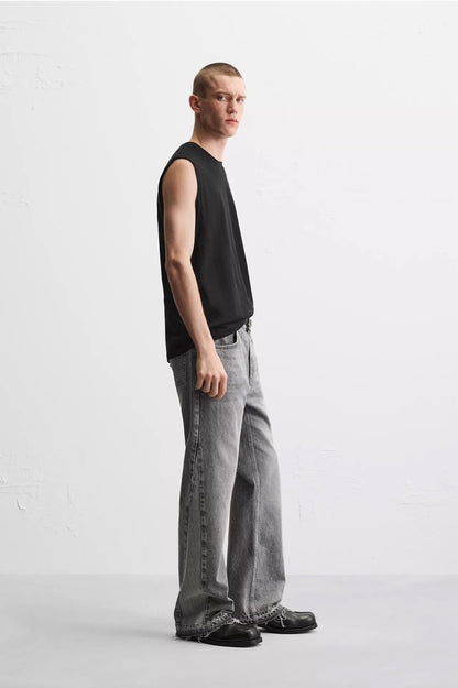 Zara Grey Flare Fit Jeans with Five Pocket Design