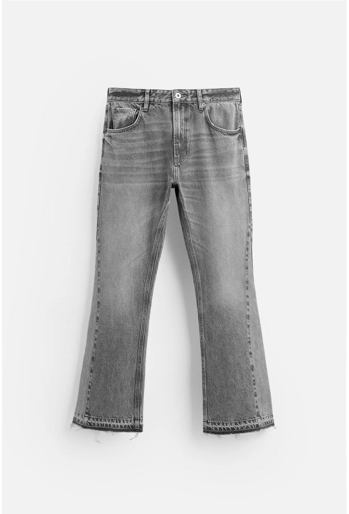 Zara Grey Flare Fit Jeans with Five Pocket Design