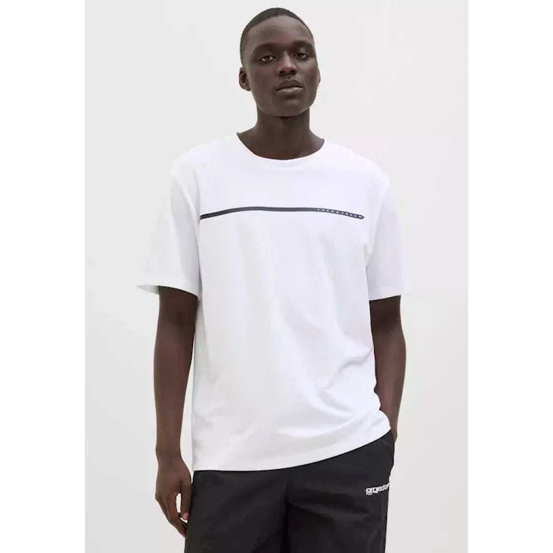 Jack & Jones Men's White Graphic Print T-Shirt - Soft Cotton Blend