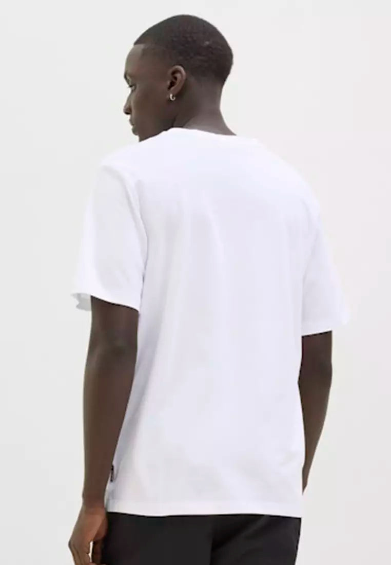 Jack & Jones Men's White Graphic Print T-Shirt - Soft Cotton Blend