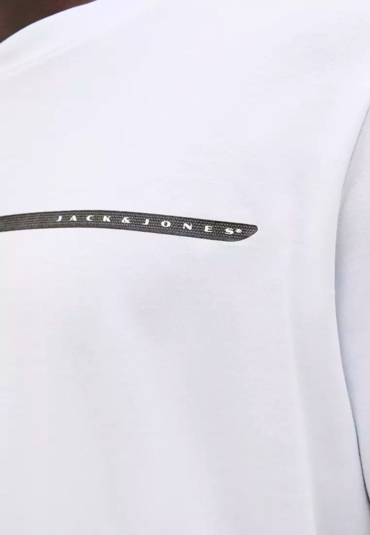 Jack & Jones Men's White Graphic Print T-Shirt - Soft Cotton Blend