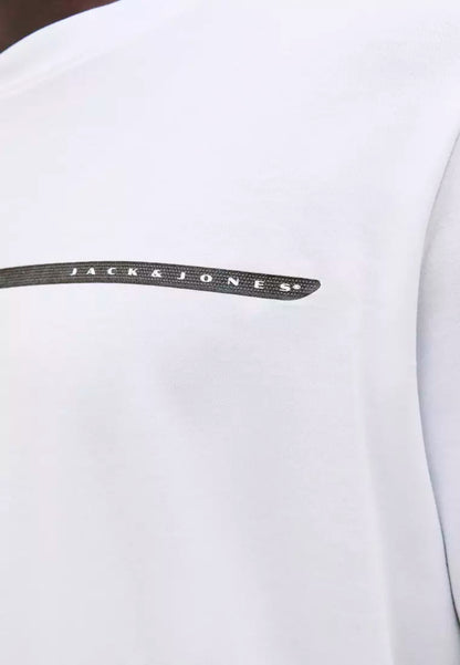 Jack & Jones Men's White Graphic Print T-Shirt - Soft Cotton Blend