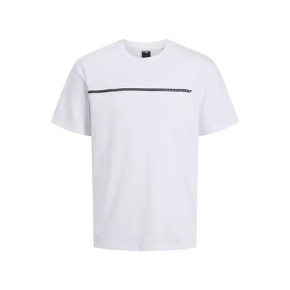 Jack & Jones Men's White Graphic Print T-Shirt - Soft Cotton Blend