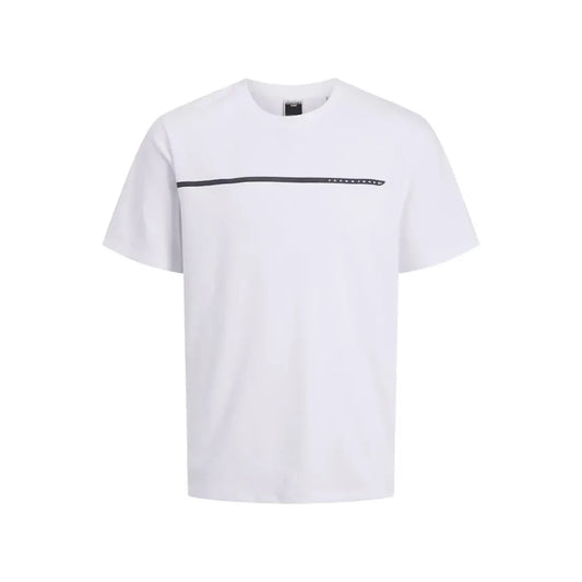Jack & Jones Men's White Graphic Print T-Shirt - Soft Cotton Blend