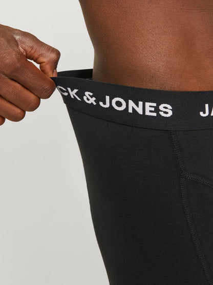 JACK & JONES Men's 3-Pack Black Cotton Stretch Trunks Underwear