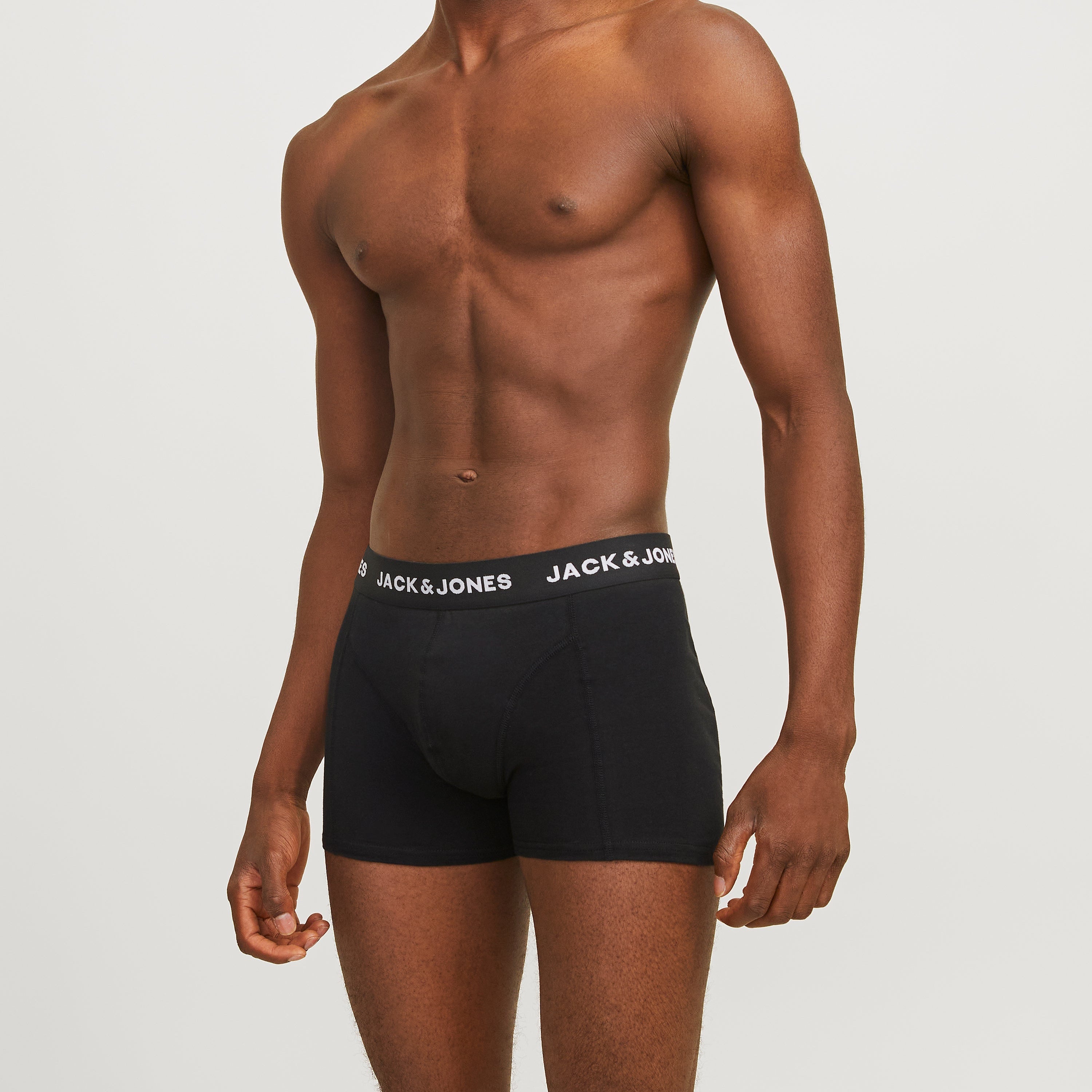 Jack & Jones Men's 3-Pack Black Cotton Stretch Trunks Boxer Briefs Underwear