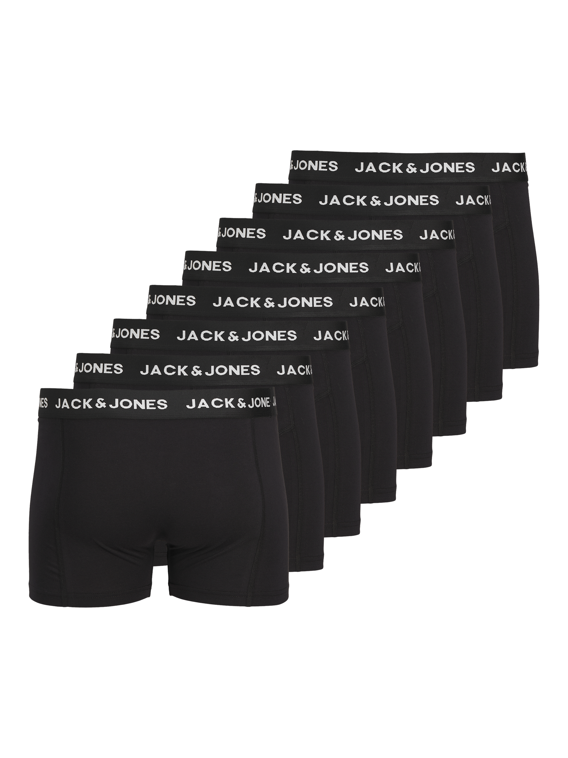 Jack & Jones Men's 8-Pack Cotton Stretch Trunks - Black Everyday Comfort