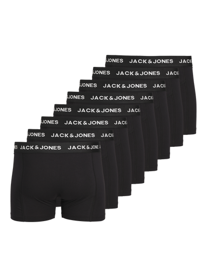 Jack & Jones Men's 8-Pack Cotton Stretch Trunks - Black Everyday Comfort