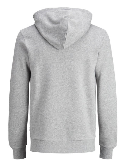 Men's Regular Fit Grey Melange Hoodie with Ribbed Cuffs Soft Brushed Interior