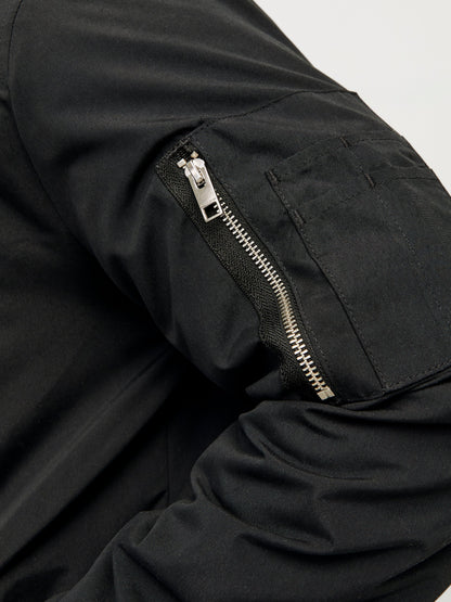 Men's Plus Size Bomber Jacket with Baseball Collar & Ribbed Cuffs