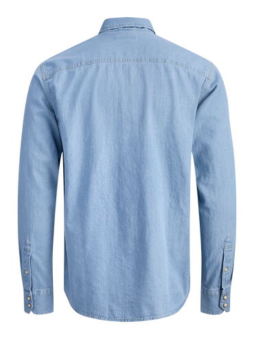 Men's Classic Regular Fit Denim Shirt with Long Sleeves