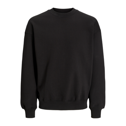 Men's Wide Fit Urban Edge Crew Neck Sweatshirt - Soft Black Fleece