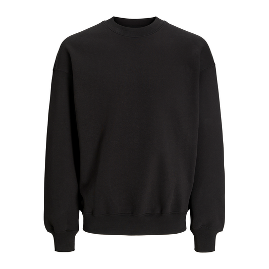 Men's Wide Fit Urban Edge Crew Neck Sweatshirt - Soft Black Fleece