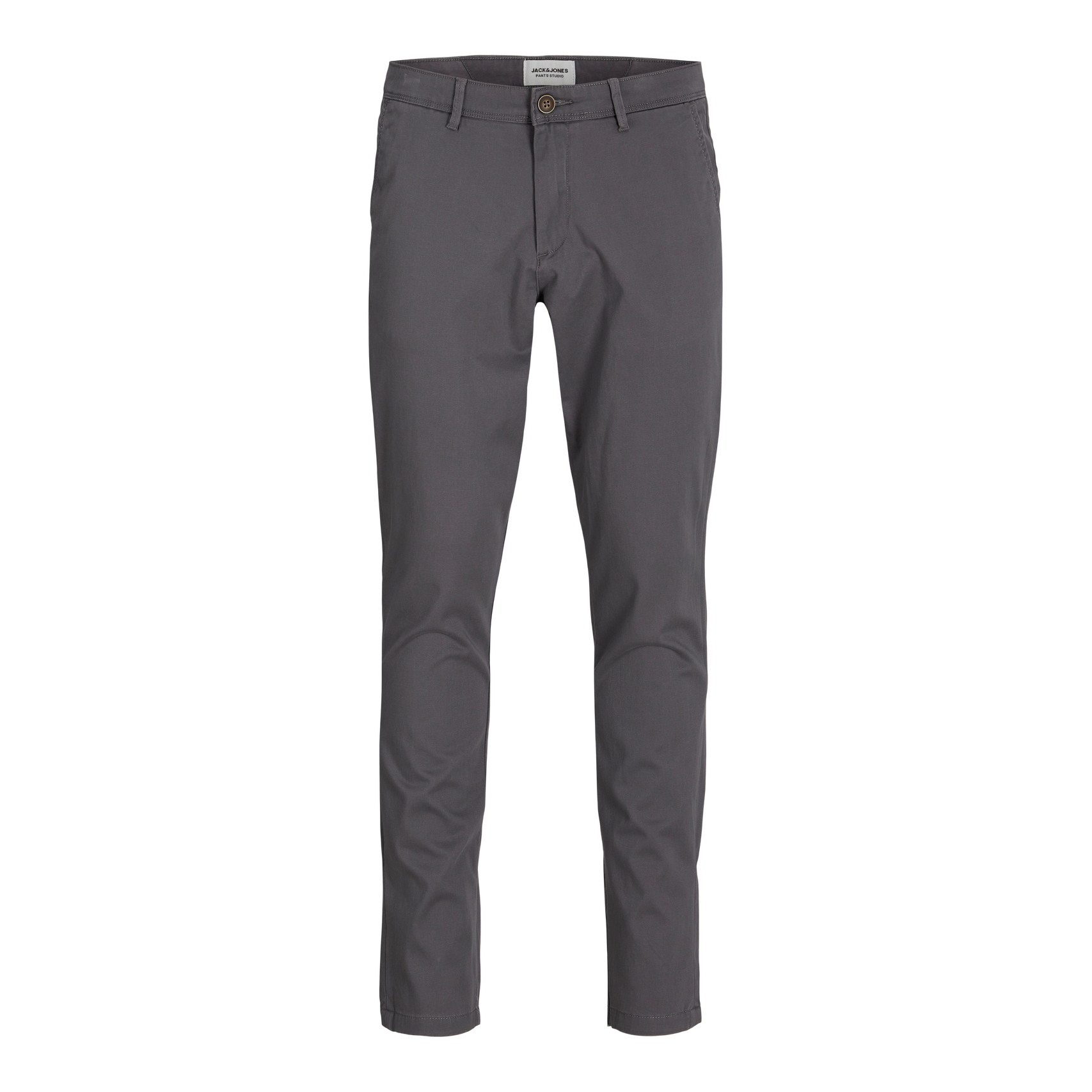 Men's Slim Fit Low-Rise Dark Grey Chino Pants - Stretch Cotton Blend