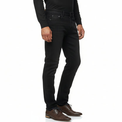 Men's Jeel Regular Fit Straight Cut 5-Pocket Black Stretch Jeans