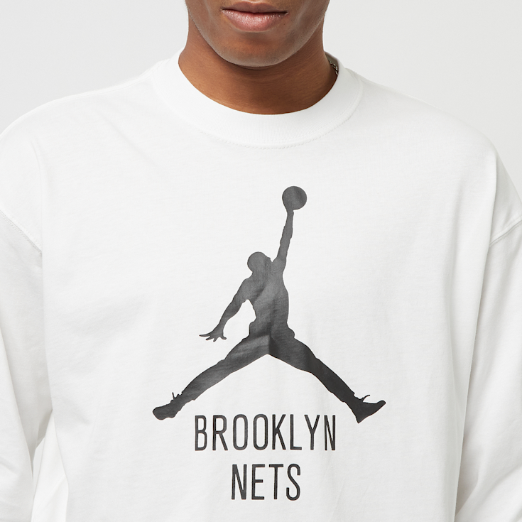Jordan Brooklyn Nets Essential NBA Men's Long Sleeve Tee - White Cotton