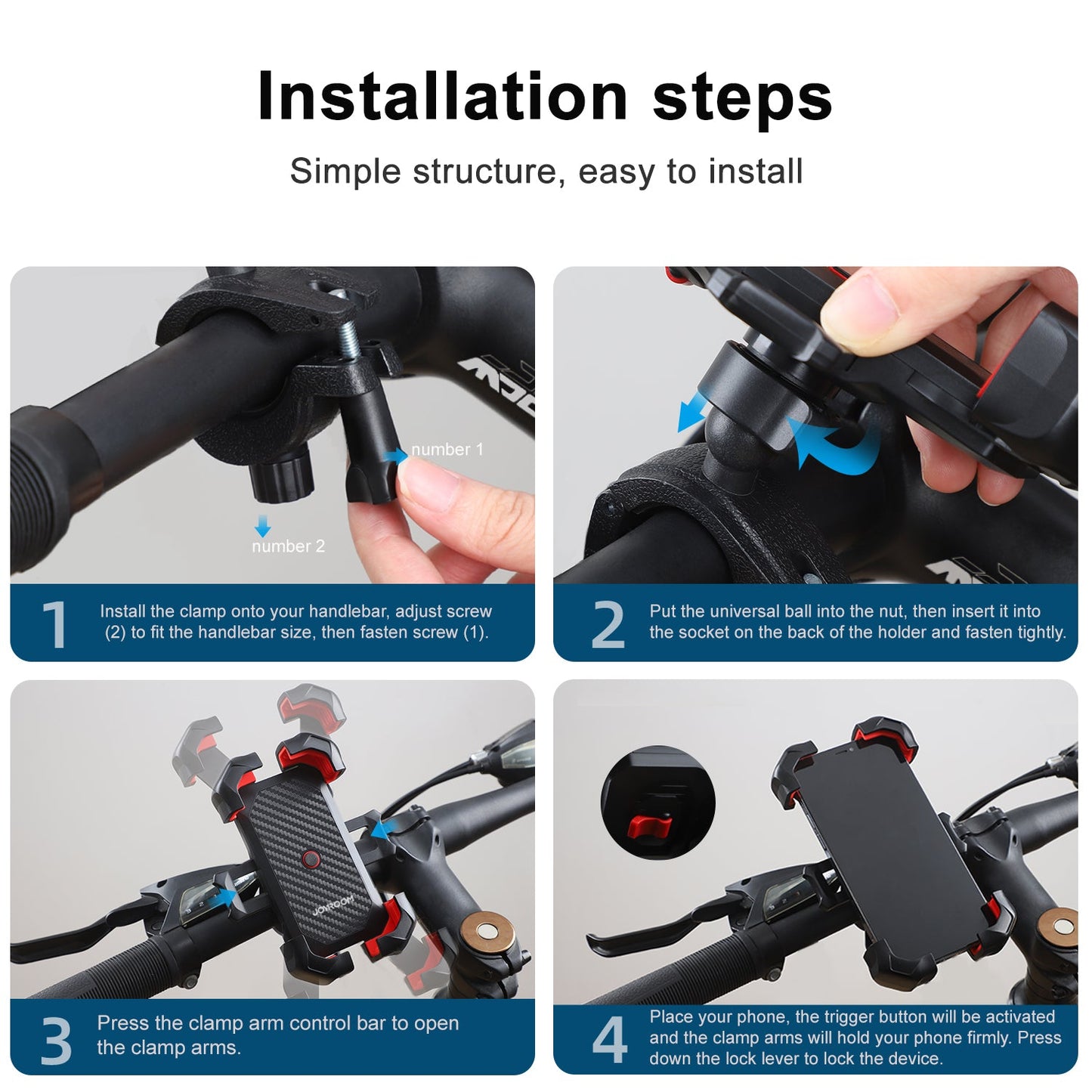 JOYROOM JR-ZS288 Universal Motorcycle Bike Phone Mount