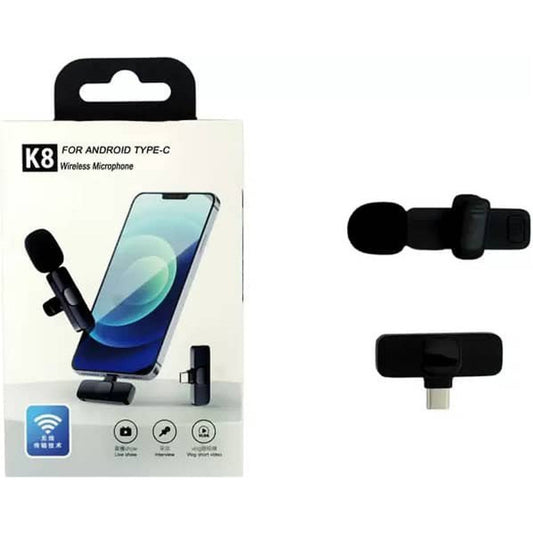 K8 Wireless Lavalier Microphone for iPhone & USB-C Android Devices