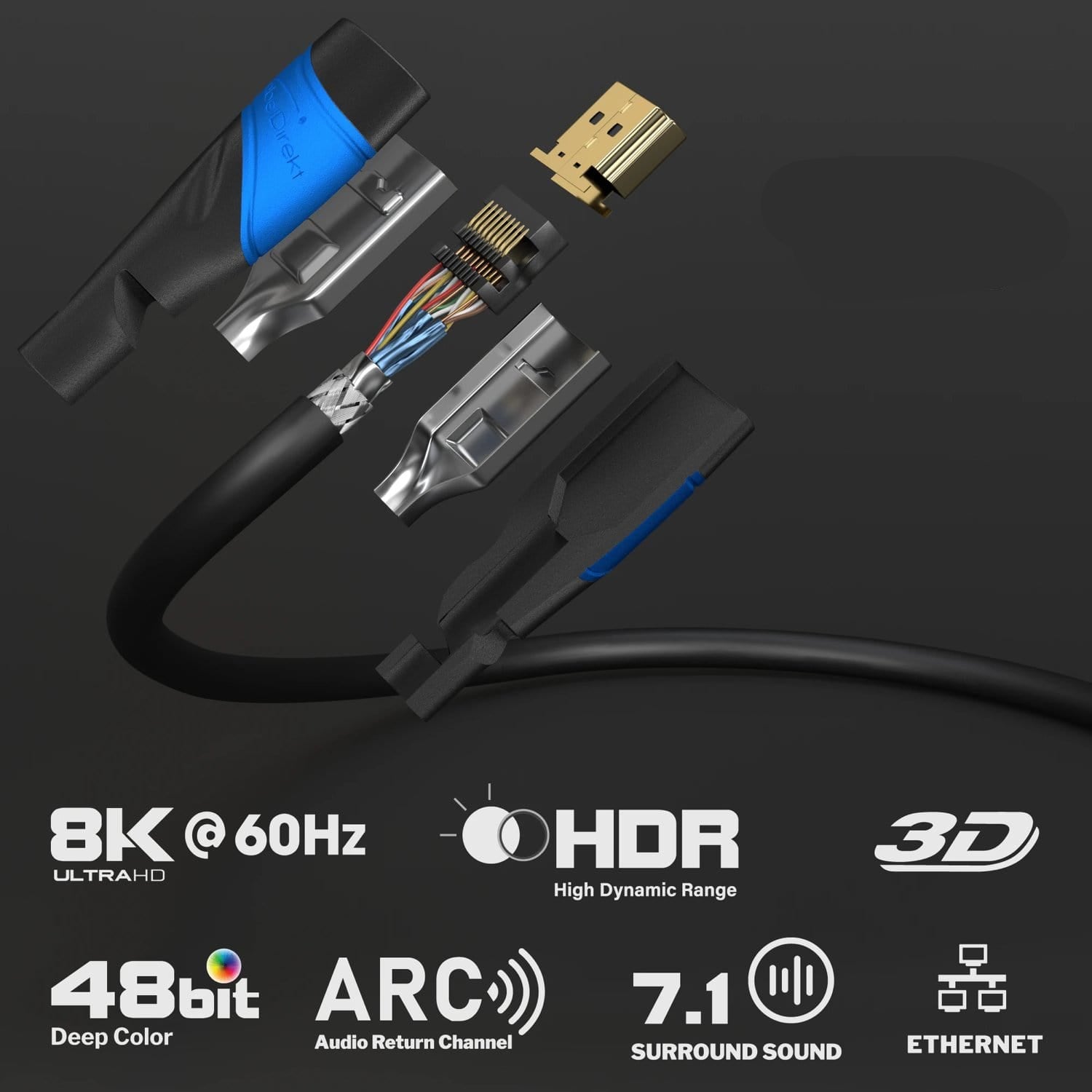 KabelDirekt 3 4K High Speed HDMI 2.0b Cable