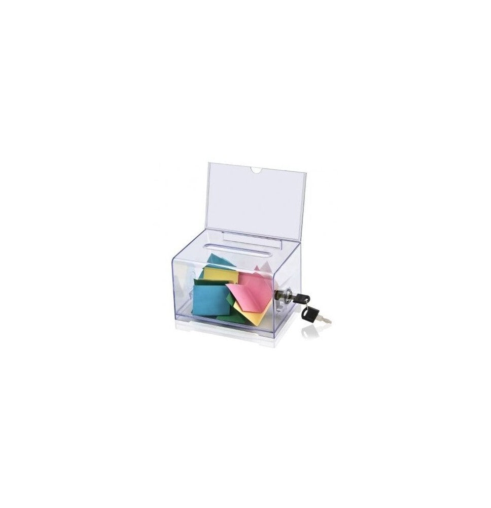 Compact Clear Acrylic Business Card Holder Box with Lid & Lock