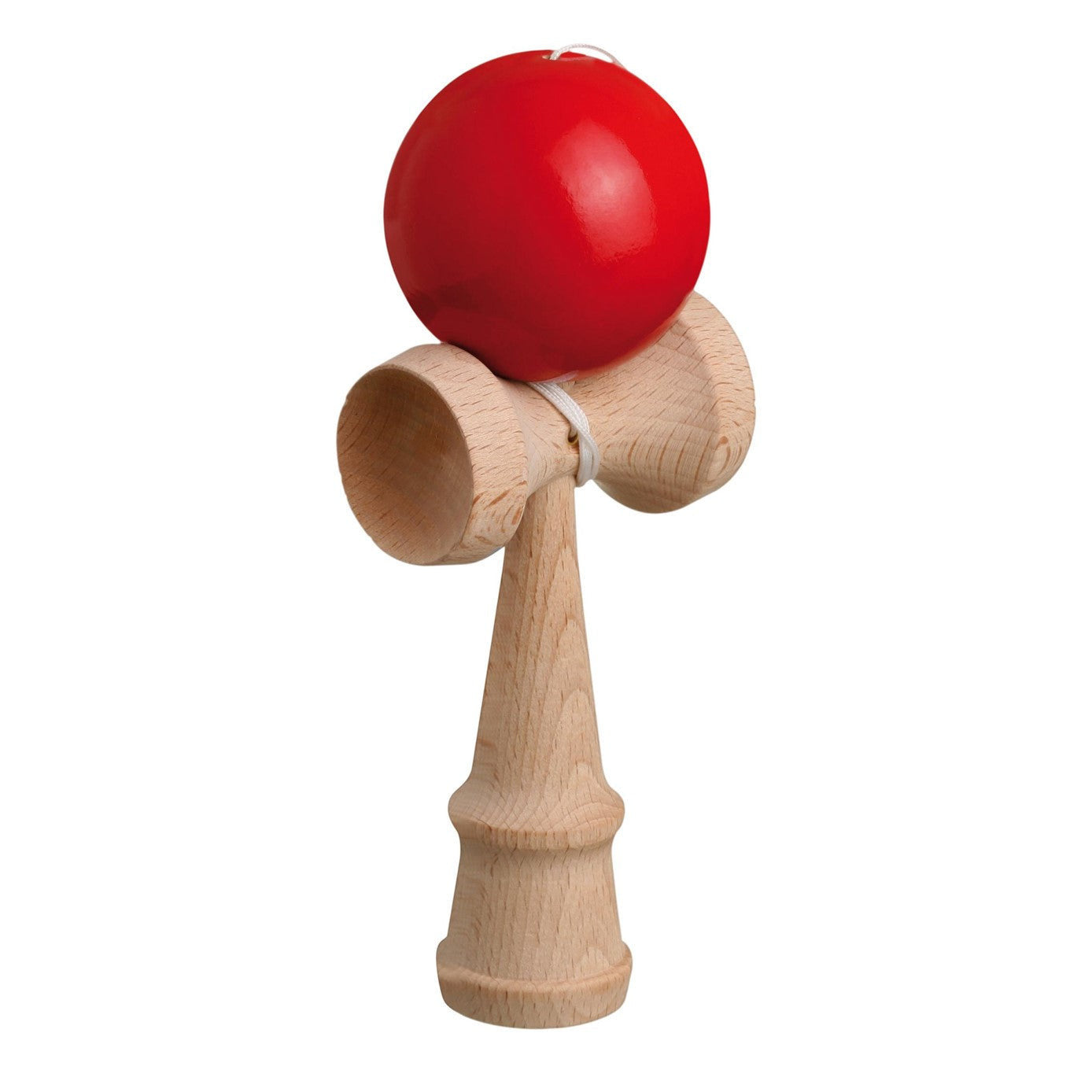 Classic Japanese Wooden Kendama Skill Toy - Red Ball, Natural Wood Handle