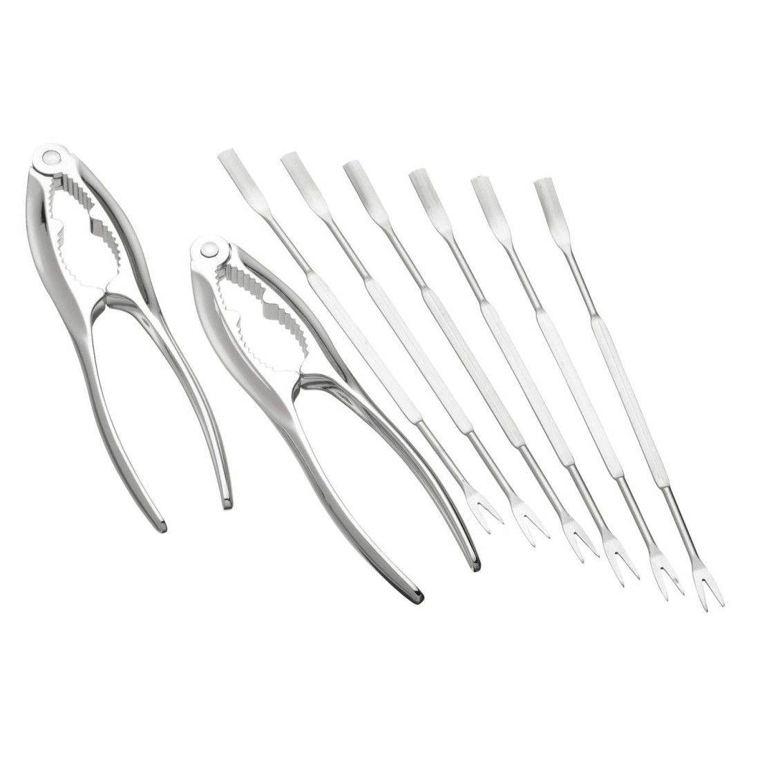 Kitchen Craft Stainless Steel Seafood Dining Set with Crackers & Forks