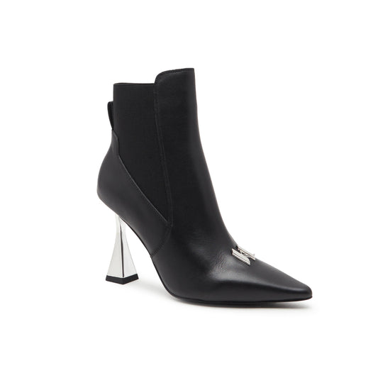 Karl Lagerfeld Sarabande II Black Leather Monogram Ankle Boot