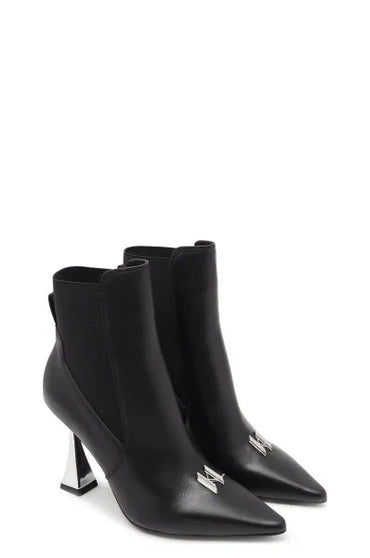 Karl Lagerfeld Sarabande II Black Leather Monogram Ankle Boot