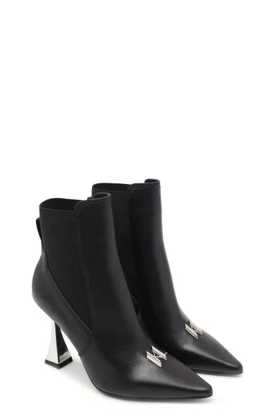 Karl Lagerfeld Sarabande II Black Leather Monogram Ankle Boot
