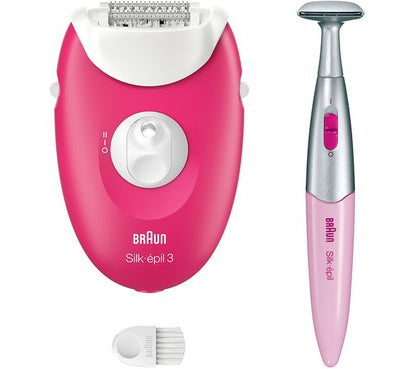 Braun Silk-épil 3-202 Corded Epilator with 20 Tweezers, Bikini Trimmer, Smart Light
