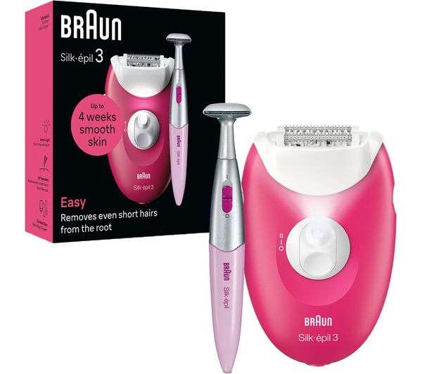 Braun Silk-épil 3-202 Corded Epilator with 20 Tweezers, Bikini Trimmer, Smart Light