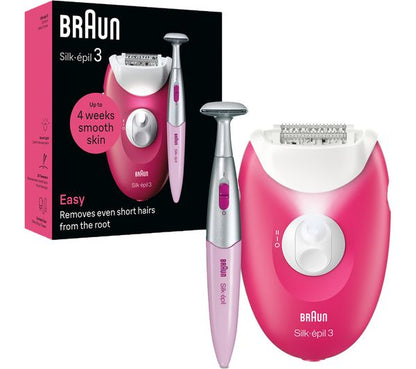 Braun Silk-épil 3-202 Corded Epilator with 20 Tweezers, Bikini Trimmer, Smart Light