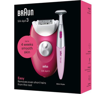 Braun Silk-épil 3-202 Corded Epilator with 20 Tweezers, Bikini Trimmer, Smart Light