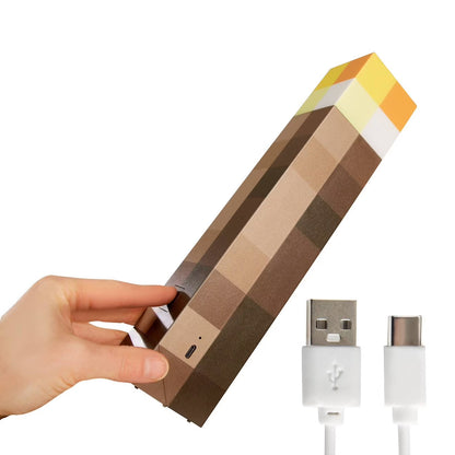 Minecraft Torch LED Night Light 2-in-1 Rechargeable Color Changing